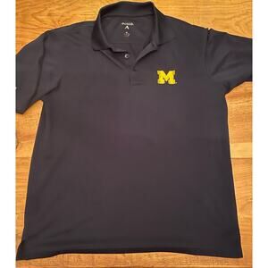 Michigan Wolverines NCAA Athletic Top Short Sleeve Blue Polo Antigua
